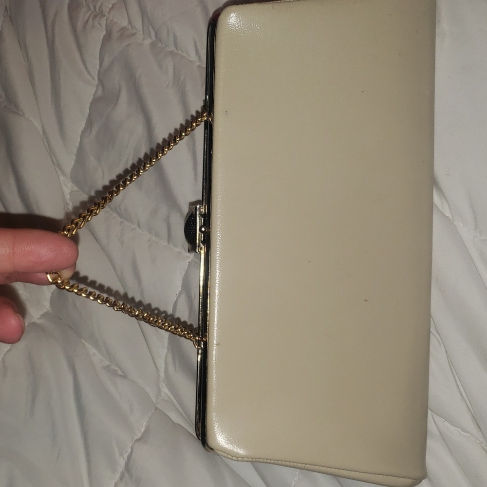 Vintage white Vinyl Clutch